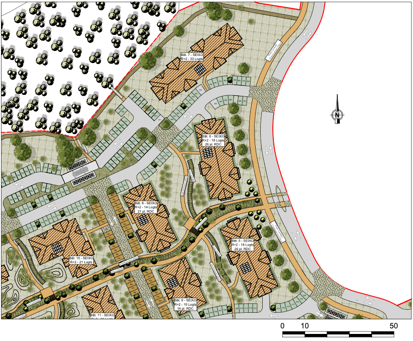 Plan de masse de la résidence Arborescence à Saint-Vincent-de-Tyrosse