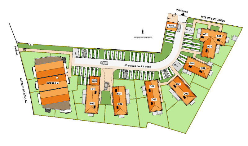 Plan de masse résidence Couleur Jardin au Taillan-Médoc 
